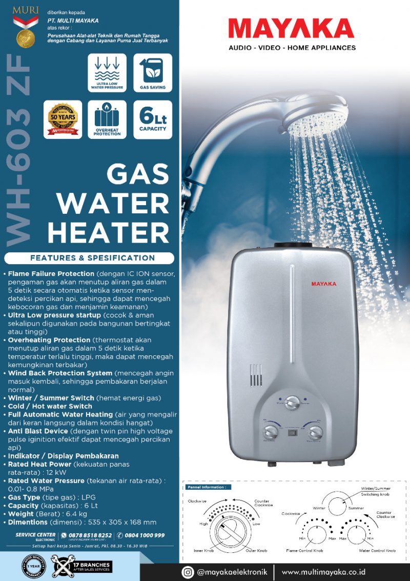 MAYAKA GAS WATER HEATER WH-603 ZF Flyer