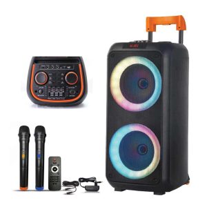 MAYAKA Elektronik Speaker Trolley Digital Amplifier Set with Speaker SPKT-008 AD (TW) Audio Pengeras Suara Karaoke Perangkat Penguat Digital Mic USB Bluetooth FM Radio TWS Speaker Set Multi Mayaka Multimayaka