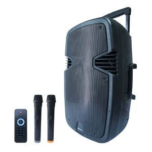 MAYAKA Elektronik Speaker Trolley Digital Amplifier Set with Speaker SPKT-1815E AD (UK) Audio Pengeras Suara Karaoke Perangkat Penguat Digital Mic USB Bluetooth FM Radio TWS Panel Audio Speaker Set Multi Mayaka Multimayaka